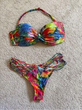 Luli Fama Multicolor Tie-Dye Bikini - Blue, Pink, Yellow, Green